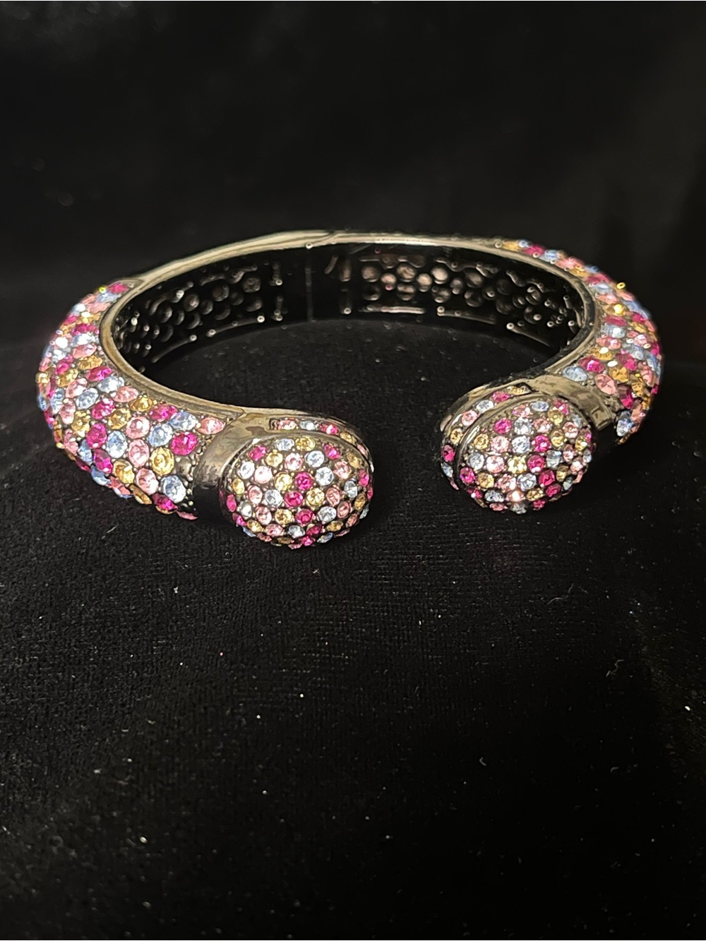 Joan Boyce “Kissable” Multicolor Crystal Pave Open Cuff Bracelet 1703